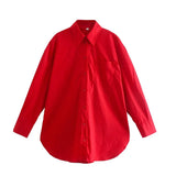 Trendy Women's Shirt Spring New Candy Pocket Long-Sleeved Button Cardigan Lapel Blouse-Outfit