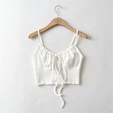 New Short Tight-Fitting Waffle Strap Vest With High Waist And Navel Halter Top-Outfit