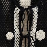 New Black-And-White Splicing Belt Knitted Casual Loose Vest In Autumn-Outfit