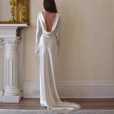 Fongt Women's Sexy Dress Dress Dress Bare Back Solid Round Dress Fishtail 8086