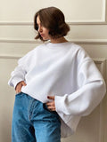 Solid Color Pullovers Women Autumn Winter Y2k Long Sleeve Loose Sweatershirts Harajuku Retro O-Neck Fleece Hoodies