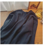 Autumn And Winter New Large Version Of Korean V-Collar Solid Color Lazy Breeze Loose Sweater Blouse-Outfit