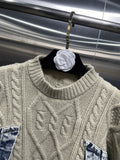 Fongt Version Of The Loose Lazy Sweater 2025 Autumn And Winter New Round-Neck Long-Sleeved Cowboy Splicing Design Feel Meat Jacket
