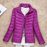Spring And Autumn Winter Light Down Jacket Female Pure Color Standing Collar Slim Plus Large Size Short Coat Tide Direct Sales-Outfit