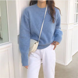 Cashmere Elegant Women Sweater 2020 New Korean Knitted Basic Pullovers Vintage Soft Female Jumper Imitation Mink