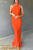 Backless Sexy Maxi Dresses for Women 2023 Diagonal Collar Pleated Bandage Dress Elegant Party Evening Bodycon Dress