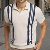 Fongt Men's Wear Summer Striped Short-Sleeved Knit