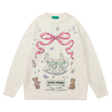 Aesthetic Rabbit Print Oversized Sweater-Outfit