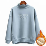Thicken Sweatshirt Women's Casual Loose Lambwool Half Turtleneck Pullover Streetwear Warm Tops Fleece Lined