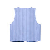 Fongt Women's Explosive Vertical Striped Waistcoat + Straight Trousers Set