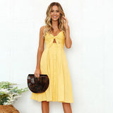 New Sexy Fashion Sling Button Back Bow Dress-Outfit