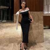 Black Off-Shoulder Tie Up Midi Dress-Outfit