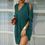 V-Neck Casual Solid Loose Party