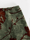 Mesh Lining Vintage Floral Midi Skirt-Outfit