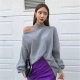 Strapless Halterneck Sweater Irregular Top-Outfit