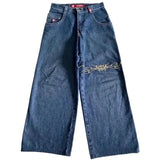 Street Boy Jeans Y2K Hip-Hop Cartoon Embroidery Vintage Blue Jeans Pants Man-Outfit