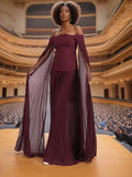 Australian Show Fashion Two-Piece 2025 New One-Word Shoulder Repair Body High-Waisted 100-Fold Skirt Suit