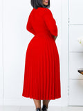 Fongt Women's Clothing 2025 Autumn New V-Neck Fashion Temperament Elegant Folding Skirt Dress