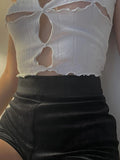Dark Knitted Gothic Grunge Sexy Camis E-girl Hollow Out Cute Punk Black Crop Tops Harajuku White Women Basic Ruffle