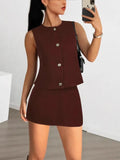 Fongt Women's Short Vest Skirt Summer Sleeveless Suit