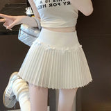 Fongt Yuanying's Same White Half-Dressed Woman's Summer New Hundred-Fold Skirt Sweet High-Waisted Thin A-Word Short Skirt