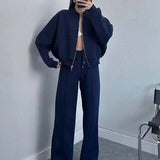 Fongt 2025 Round Neck Fashion Simple Atmospheric Jacket Jacket Casual Straight Trousers