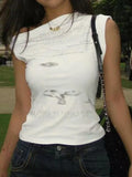 English Print sleeveless Bandeau Top-Outfit