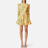 Fongt Temperament Dress Women 2025 Summer New Famous Wind Wind Collar Embroidery Flower Design Sense Body