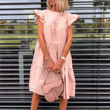 Colors And Six Yards A Lot Of Women's Loose Folds Short-Sleeved Dress Pure