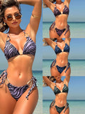 2025 New Zebra-Print Metal Accessories Sexy Suspension Swimsuit