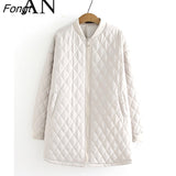 Women Autumn and Winter Loose Casual Women's Cotton Clothes Round Neck Zipper Solid Color Warm Coat Winter Jacket