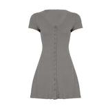 Fongt Cloth Forget French Light Style V-Neck Knitted Dress T-Shirt Babes Single Buckle Thin Temperament Slim Skirt