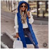 Fongt Casual Solid-Colored Hooded Sleeveless Sleeveless Vest Coat