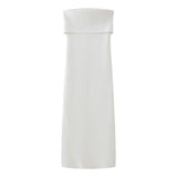 New Stretch Slim Solid Color Knitted Shoulder Dress 5039174-Outfit