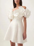 Dress Woman Spring 2025 New Temperament Elegant Sleeveless Brass Three-Dimensional Flower A-Word Dress