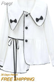 Blouse For Women Long Sleeve Button Up Bow White Shirt Korean Casual Loose Chic Peter Pan Collar Office Ladies Shirts