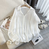Design Sense Loose And Thin Ice Silk Chiffon Shirt Women's Wear Summer 2025 New Sunscreen Shirt Foreign Style Coat-Outfit