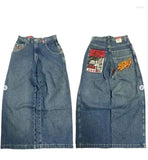 Year's Hot Classic Retro Y2K Loose Letter Jeans High Street Leisure Punk Style Is Wide.-Outfit