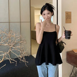 Bra Strap Tank Top Korean Summer Solid Color Slim Fit Fashion Style Versatile-Outfit