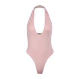 Fongt Spring And Summer New Sexy Hanging Neck Deep V Collar Slim Bottom Jumjoined