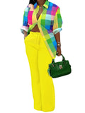 Fongt Women's Autumn And Winter 2024 New Long-Sleeved Shirt Printed Trousers Two