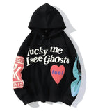 Letters Printed Long Sleeve Hoodie-Outfit
