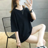 Summer Women T Shirt harajuku solid T-shirts students korean Casual loose Short Sleeve pink white Tops 90s Female Tee