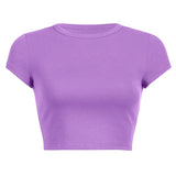Fongt Women's Summer Solid Color Multi-Color Short Fashion T-Shirt Acceptable With A