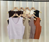 Silk V-Neck Sling With Vest Women Wearing Summer Sleeveless Knitted Shirt Thin Waist Short Hottie