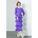 Fongt Folded Dress Woman 2025 New Design Feel Fat Mm Fashion Temperament Reduction Cake Skirt
