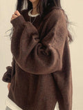 Oversized Split Hem Pullover Sweater-Outfit