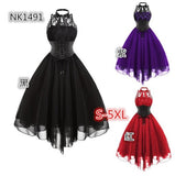 Fongt Summer Round Round Neckt Sexy Temperament Bumpy Personality Chiffon Solid Color Retro Sleeveless Dress