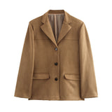 Fongt Women's ZA Autumn And Winter New Street Fashion Single-Dbutton Blazer