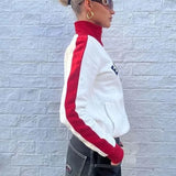 England Letter Print Zipper Tracksuit Jacket-Outfit
